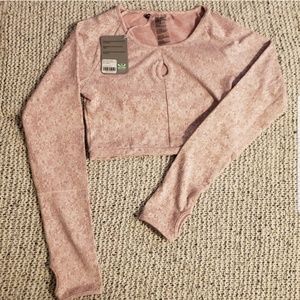 Gymshark Pink Fleur Crop Long Sleeve NWT